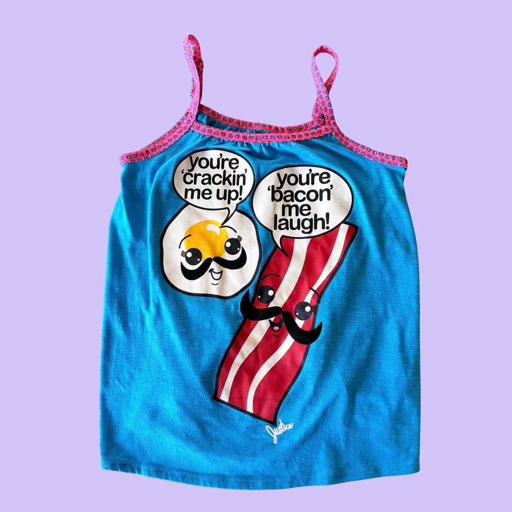Y2K Justice Bacon and Egg Mustache Graphic Tank Top Camisole Scene #18
